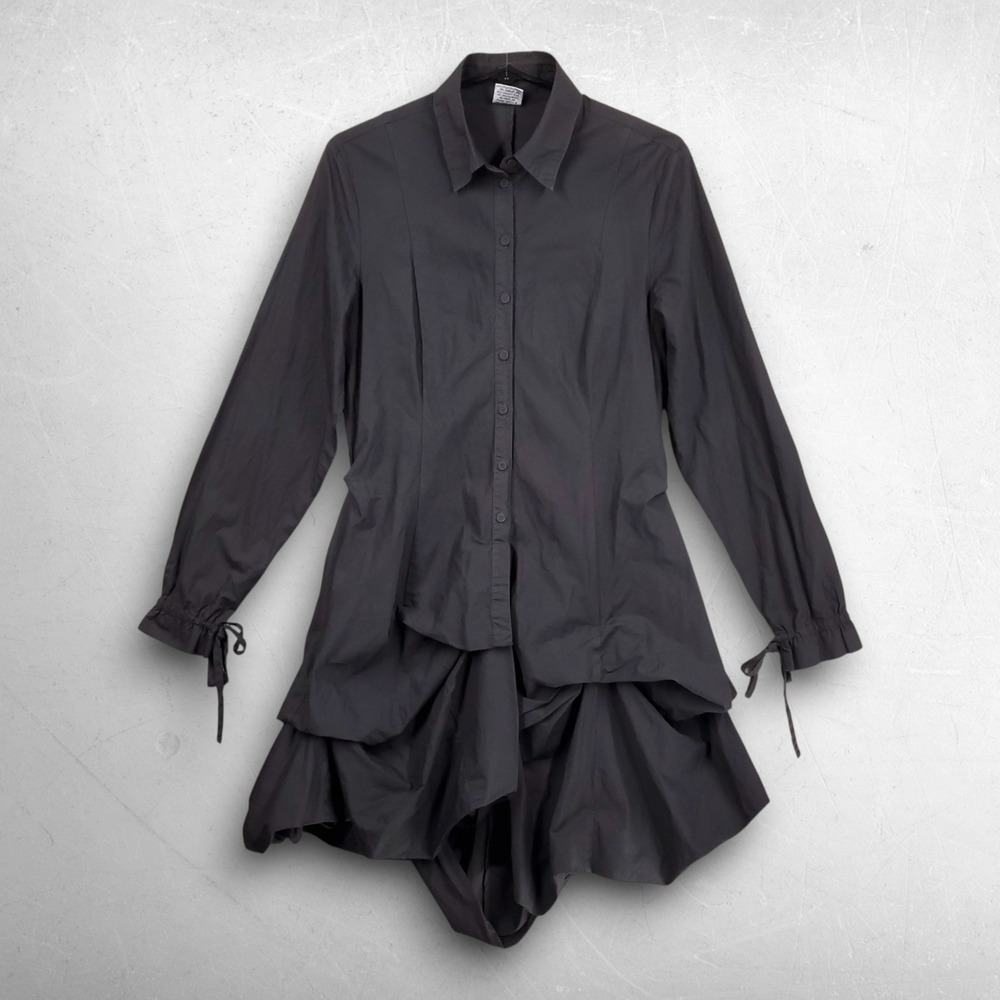 Luna Luz Bubble Hem Shirt Dress Women M Charcoal Avant Garde Lagenlook Goth